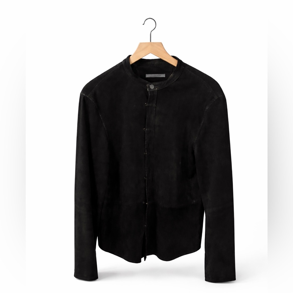 John Varvatos Black Men's Leather Jacket Goat Suede